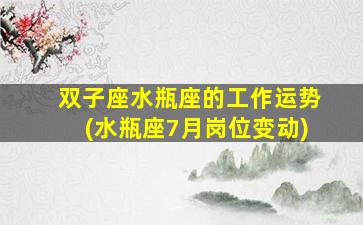双子座水瓶座的工作运势(水瓶座7月岗位变动)