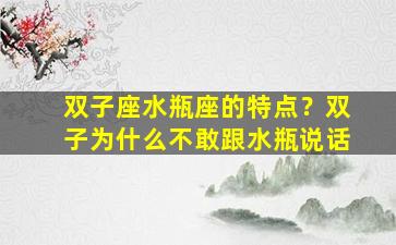 双子座水瓶座的特点？双子为什么不敢跟水瓶说话