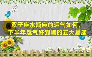 双子座水瓶座的运气如何，下半年运气好到爆的五大星座