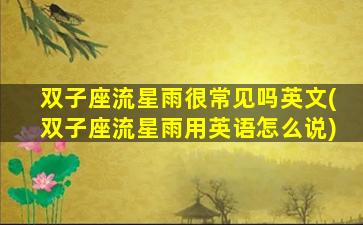 双子座流星雨很常见吗英文(双子座流星雨用英语怎么说)