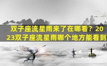 双子座流星雨来了在哪看？2023双子座流星雨哪个地方能看到