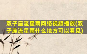 双子座流星雨网络视频播放(双子座流星雨什么地方可以看见)