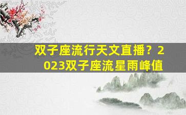 双子座流行天文直播？2023双子座流星雨峰值