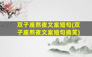 双子座熬夜文案短句(双子座熬夜文案短句搞笑)