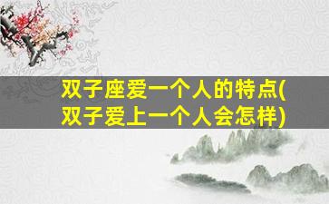 双子座爱一个人的特点(双子爱上一个人会怎样)