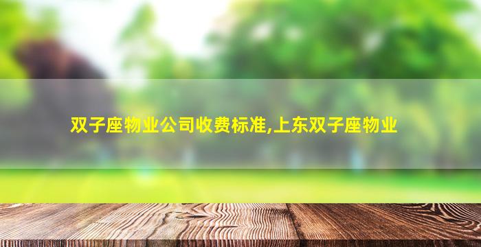 双子座物业公司收费标准,上东双子座物业