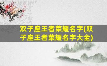 双子座王者荣耀名字(双子座王者荣耀名字大全)
