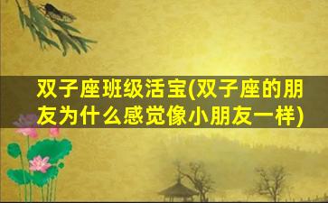 双子座班级活宝(双子座的朋友为什么感觉像小朋友一样)
