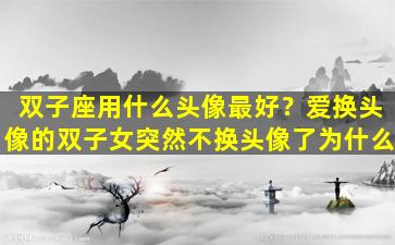 双子座用什么头像最好？爱换头像的双子女突然不换头像了为什么