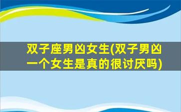 双子座男凶女生(双子男凶一个女生是真的很讨厌吗)