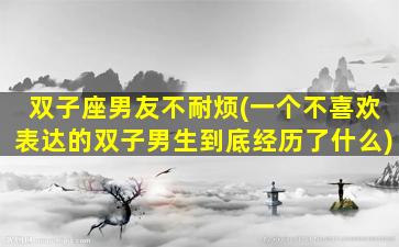 双子座男友不耐烦(一个不喜欢表达的双子男生到底经历了什么)