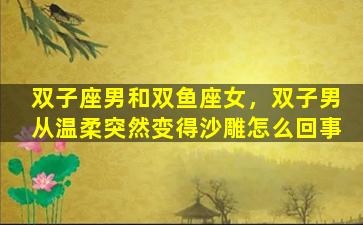 双子座男和双鱼座女，双子男从温柔突然变得沙雕怎么回事