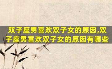 双子座男喜欢双子女的原因,双子座男喜欢双子女的原因有哪些