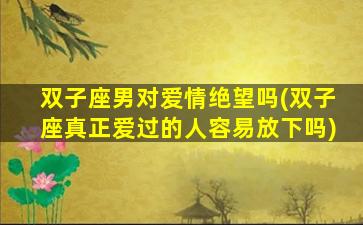 双子座男对爱情绝望吗(双子座真正爱过的人容易放下吗)