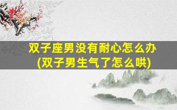 双子座男没有耐心怎么办(双子男生气了怎么哄)