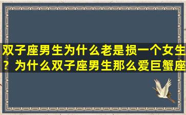 双子座男生为什么老是损一个女生？为什么双子座男生那么爱巨蟹座女生呢