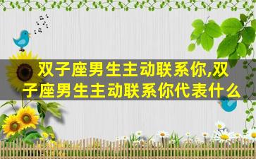 双子座男生主动联系你,双子座男生主动联系你代表什么