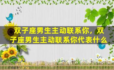 双子座男生主动联系你，双子座男生主动联系你代表什么