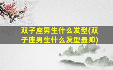 双子座男生什么发型(双子座男生什么发型最帅)