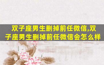 双子座男生删掉前任微信,双子座男生删掉前任微信会怎么样