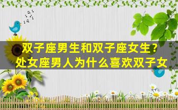双子座男生和双子座女生？处女座男人为什么喜欢双子女