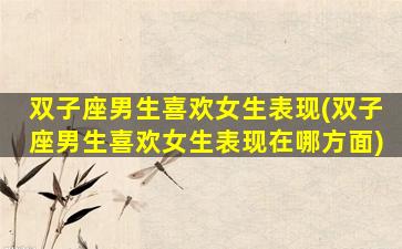 双子座男生喜欢女生表现(双子座男生喜欢女生表现在哪方面)