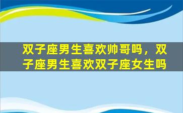 双子座男生喜欢帅哥吗，双子座男生喜欢双子座女生吗