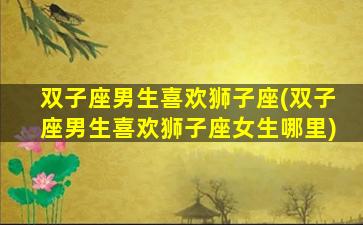 双子座男生喜欢狮子座(双子座男生喜欢狮子座女生哪里)
