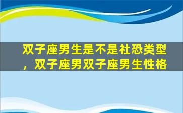 双子座男生是不是社恐类型，双子座男双子座男生性格