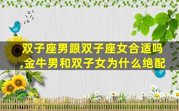 双子座男跟双子座女合适吗,金牛男和双子女为什么绝配
