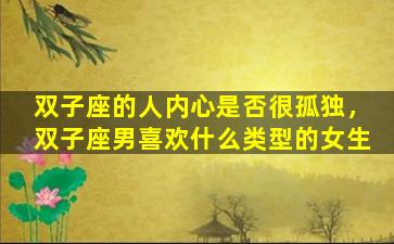 双子座的人内心是否很孤独，双子座男喜欢什么类型的女生