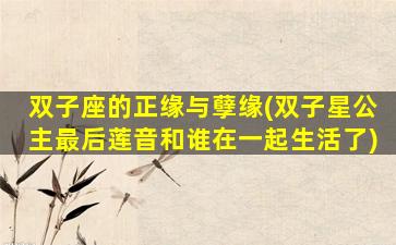 双子座的正缘与孽缘(双子星公主最后莲音和谁在一起生活了)