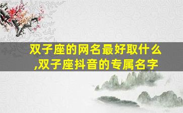 双子座的网名最好取什么,双子座抖音的专属名字