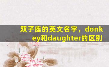 双子座的英文名字，donkey和daughter的区别