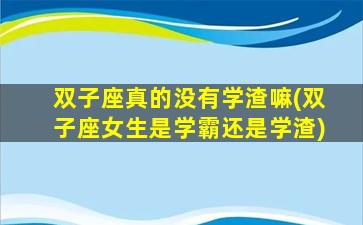 双子座真的没有学渣嘛(双子座女生是学霸还是学渣)