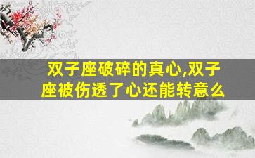 双子座破碎的真心,双子座被伤透了心还能转意么