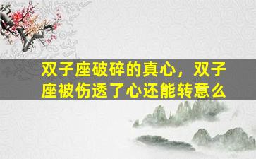 双子座破碎的真心，双子座被伤透了心还能转意么