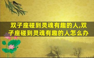 双子座碰到灵魂有趣的人,双子座碰到灵魂有趣的人怎么办