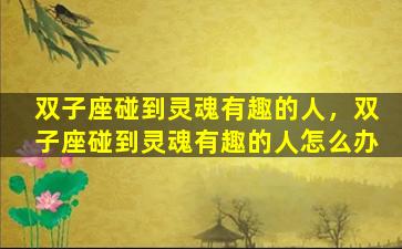 双子座碰到灵魂有趣的人，双子座碰到灵魂有趣的人怎么办