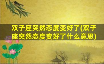 双子座突然态度变好了(双子座突然态度变好了什么意思)