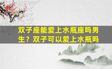 双子座能爱上水瓶座吗男生？双子可以爱上水瓶吗