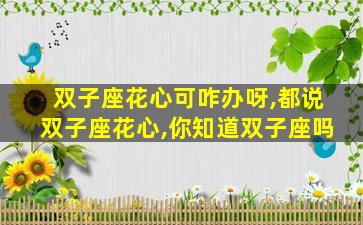 双子座花心可咋办呀,都说双子座花心,你知道双子座吗