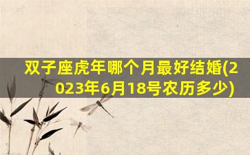 双子座虎年哪个月最好结婚(2023年6月18号农历多少)
