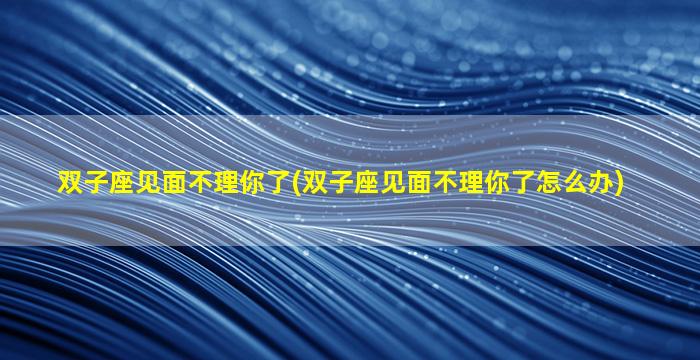 双子座见面不理你了(双子座见面不理你了怎么办)