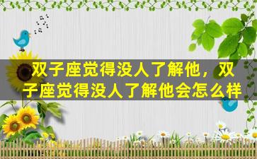 双子座觉得没人了解他，双子座觉得没人了解他会怎么样
