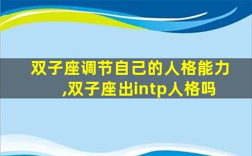 双子座调节自己的人格能力,双子座出intp人格吗