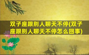 双子座跟别人聊天不停(双子座跟别人聊天不停怎么回事)