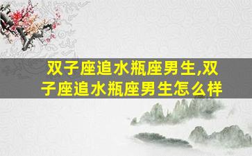 双子座追水瓶座男生,双子座追水瓶座男生怎么样