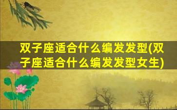 双子座适合什么编发发型(双子座适合什么编发发型女生)