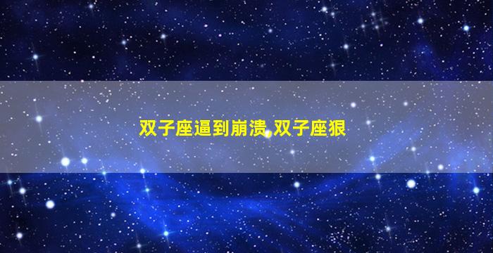 双子座逼到崩溃,双子座狠